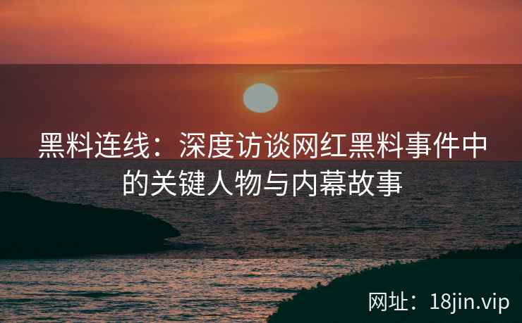 黑料连线：深度访谈网红黑料事件中的关键人物与内幕故事